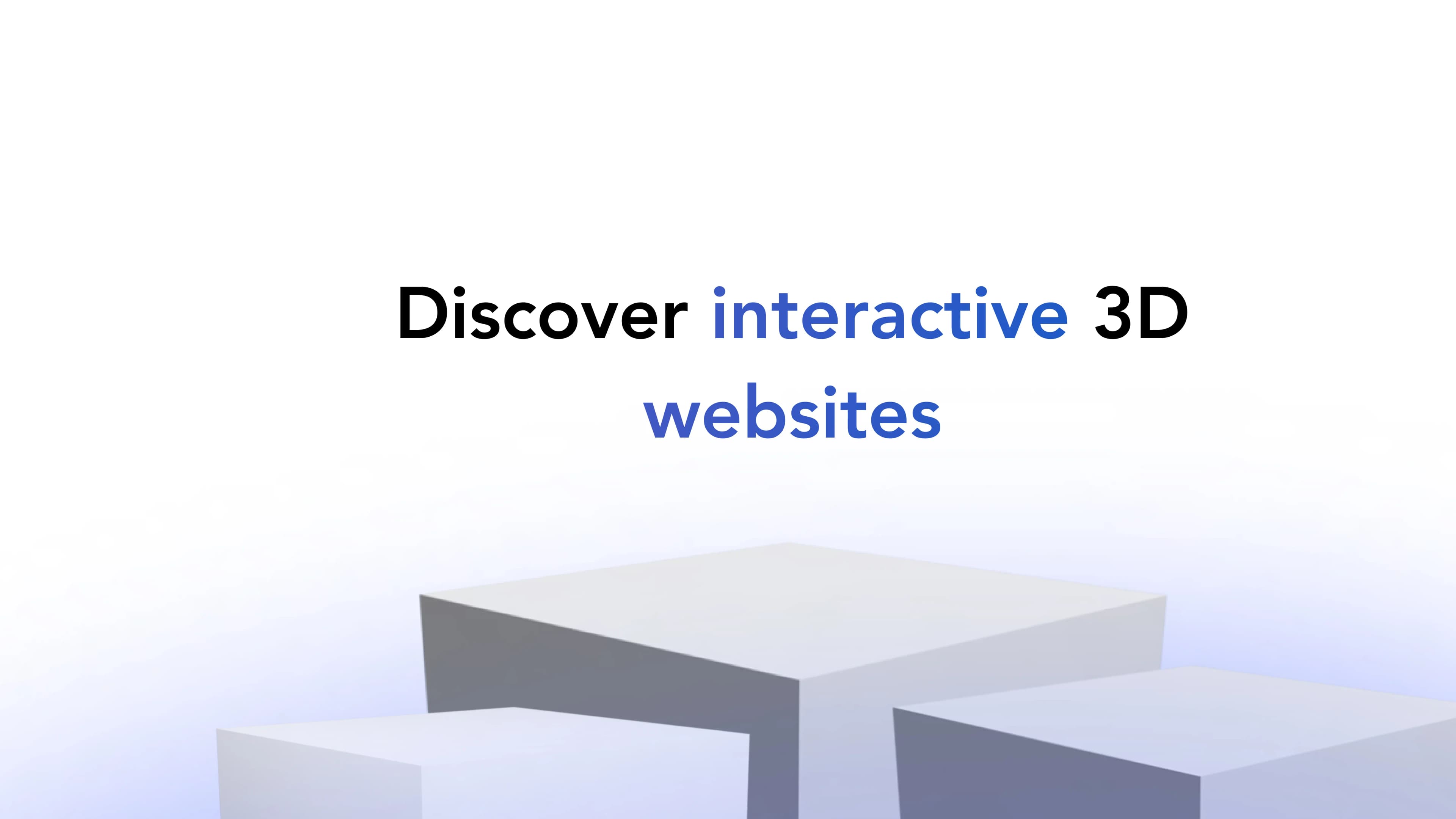 Invitation to discover interactive 3D websites with an illustration of geometric shapes.