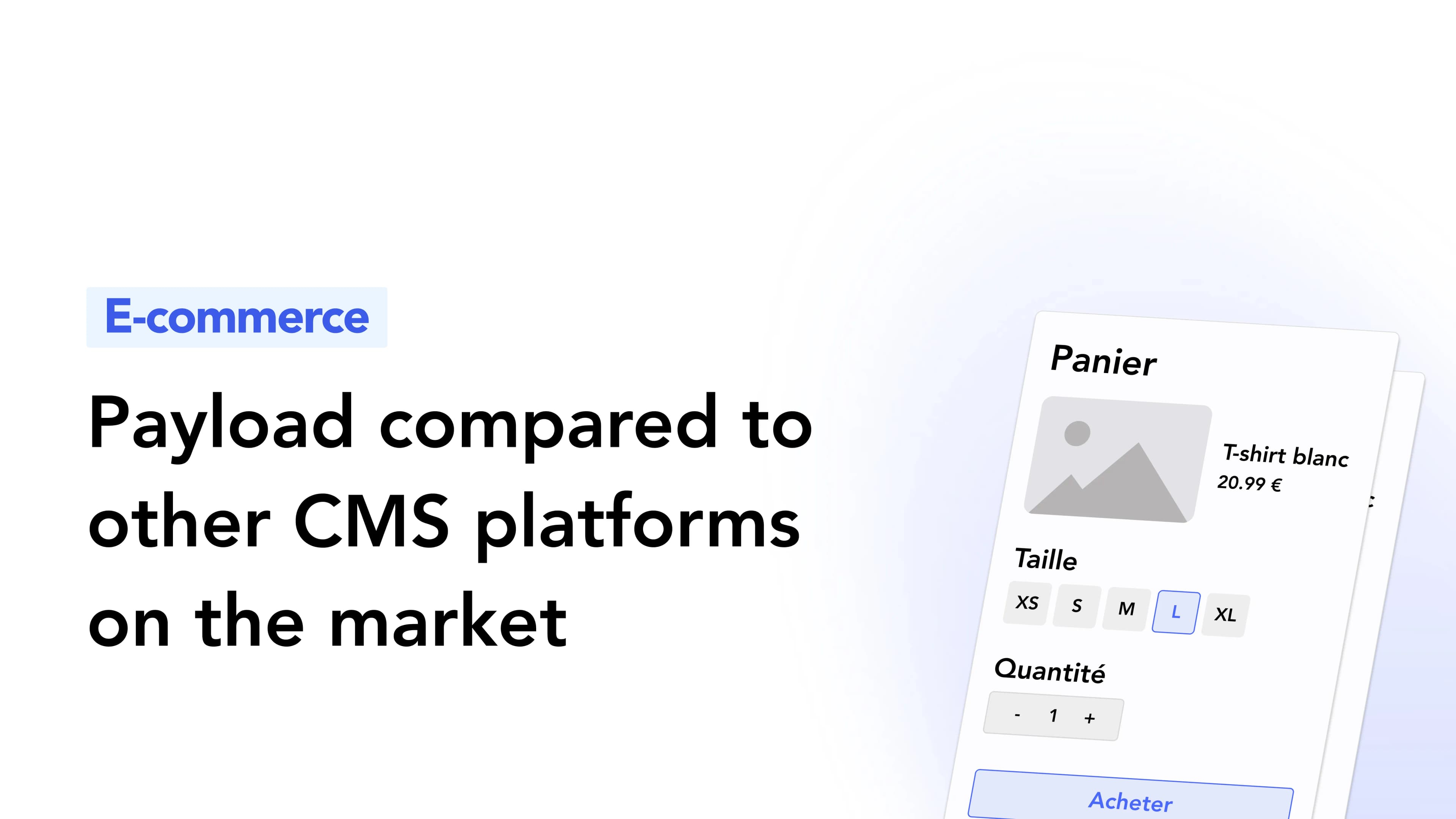 Illustration showing Payload CMS with an example of an e-commerce shopping cart interface.