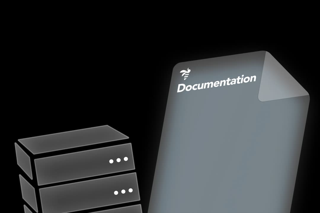 Document intitulé « Documentation » avec le logo abeille de Beease Digital en haut à gauche et une illustration de serveur en bas à gauche.