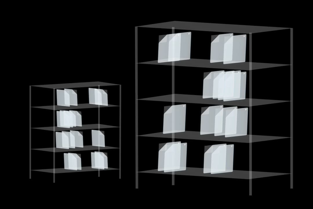 Illustration de deux rangements avec plein de documents posés dessus